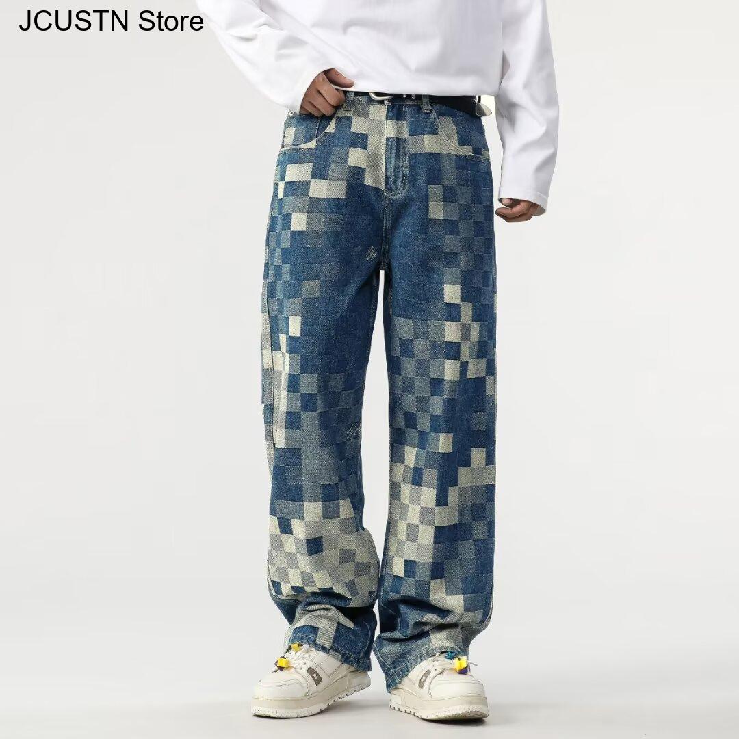 Retro Track Pant - ชายอินเทรนด์ขาตรงกางเกงหลวม Fit ผู้ชายผ้าฝ้าย Ripped Frayed ดิบ