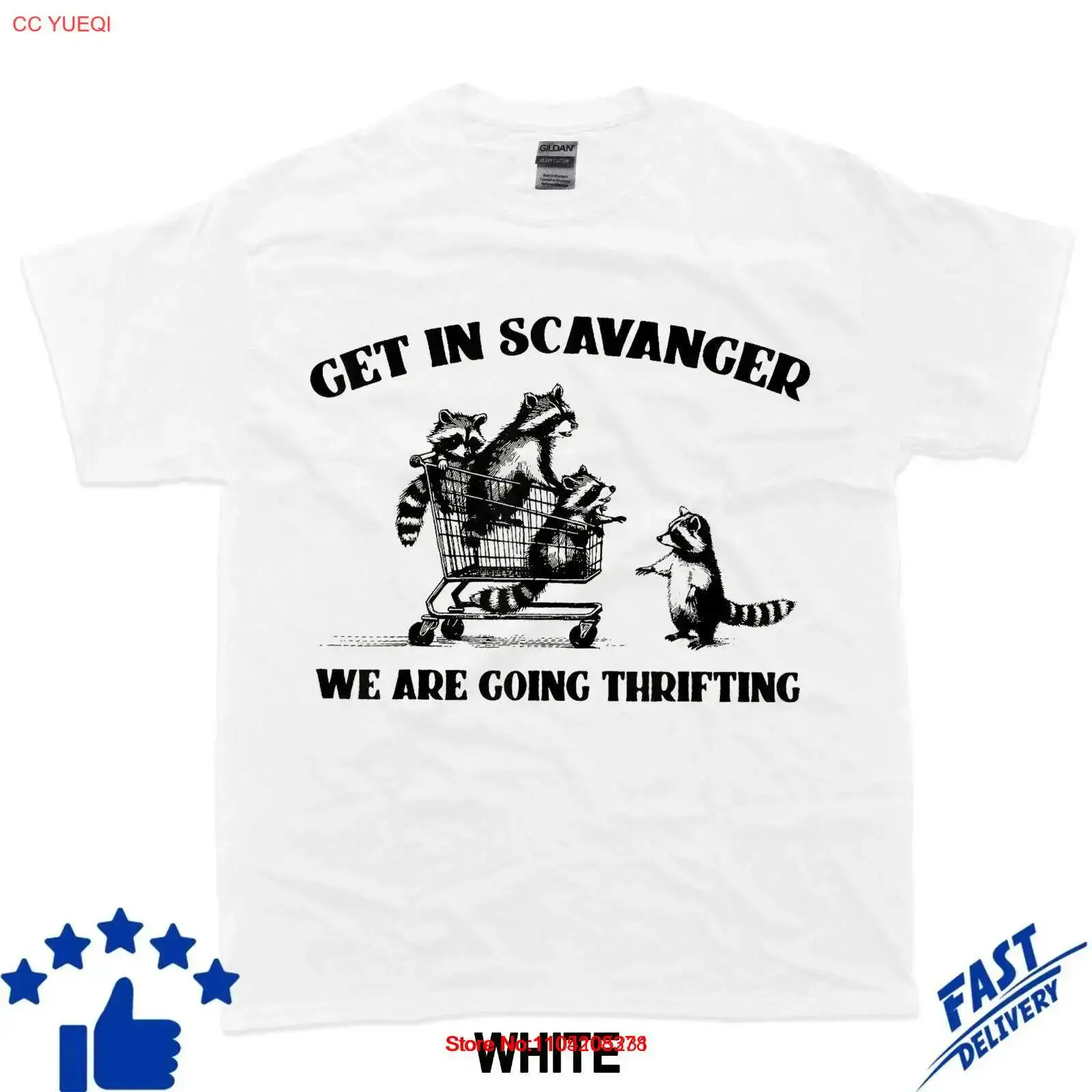 Vintage Fashion Thrift - เสื้อยืดลายแรคคูนขี้เล่น Get In Scavenger We're Going