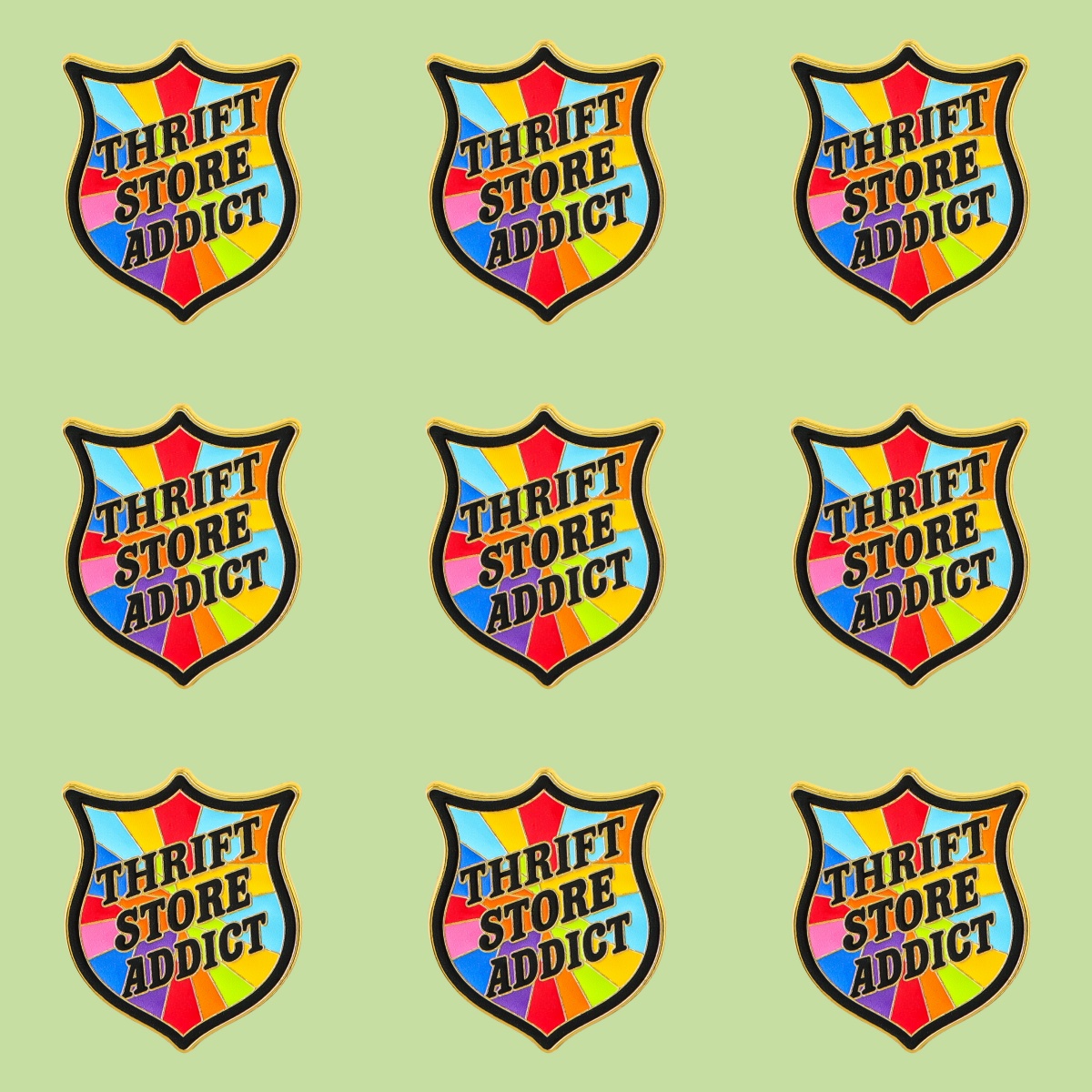 Vintage Fashion Thrift - ชุด 9 ชิ้น/เซ็ต เข็มกลัดเคลือบลายคำพูดเรนโบว์วินเทจจาก THRIFT STORE