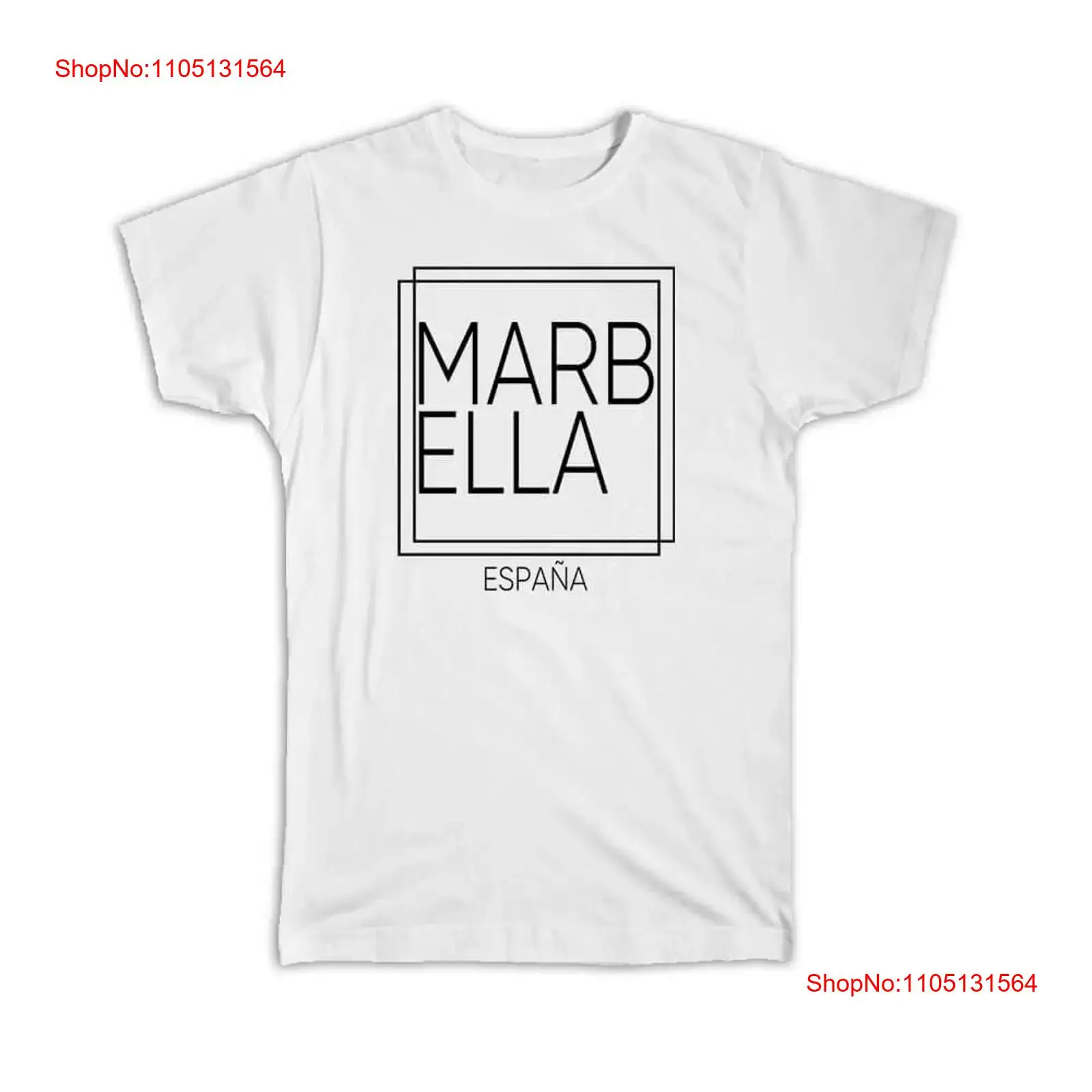 Vintage Fashion Font - เสื้อยืด MARBELLA สเปน ลายสี่เหลี่ยม โมเดิร์น มินิมอล