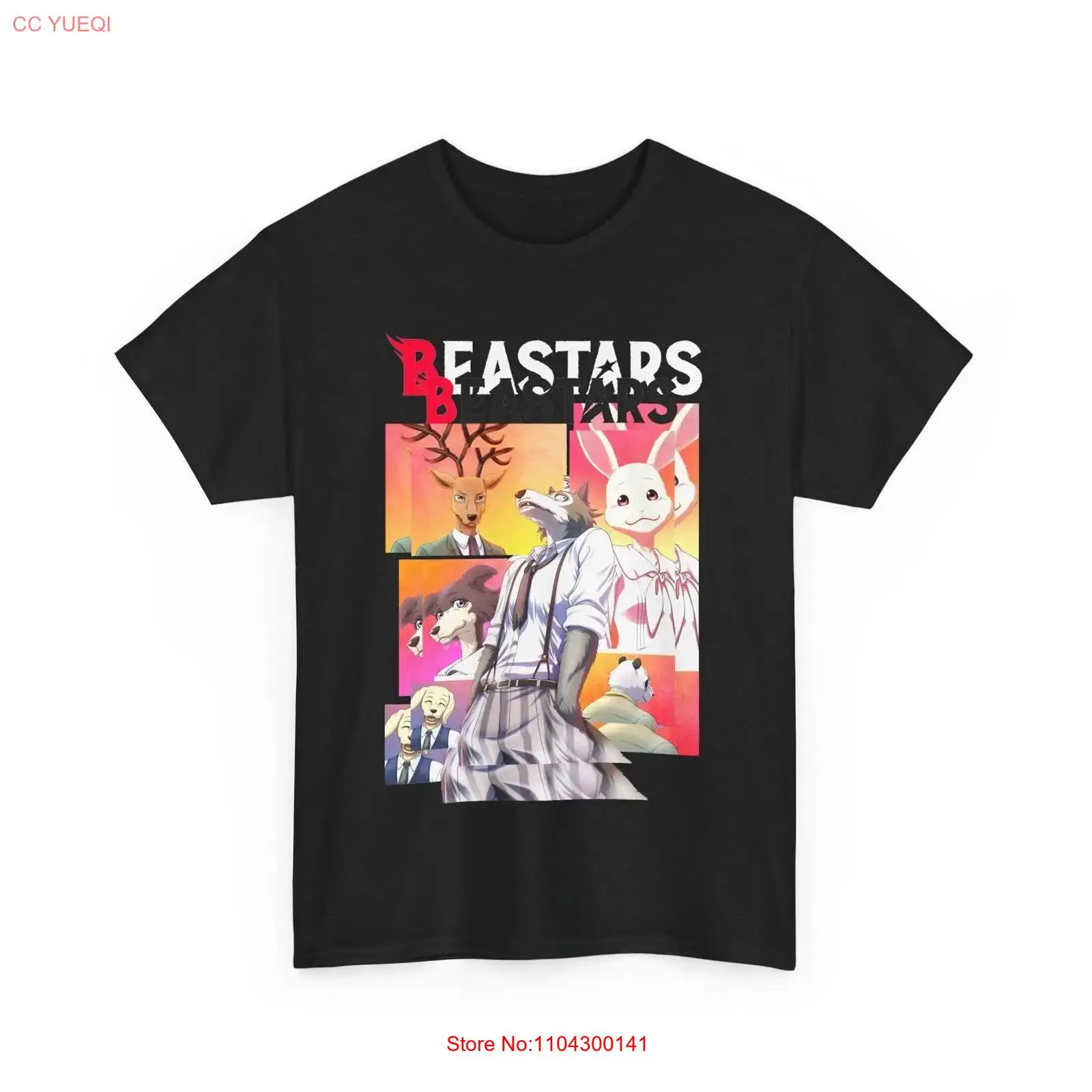 Vintage Fashion Wear - เสื้อยืดลายอนิเมะ Beastars Legoshi สีดำ สไตล์วินเทจ ลุคสบายๆ