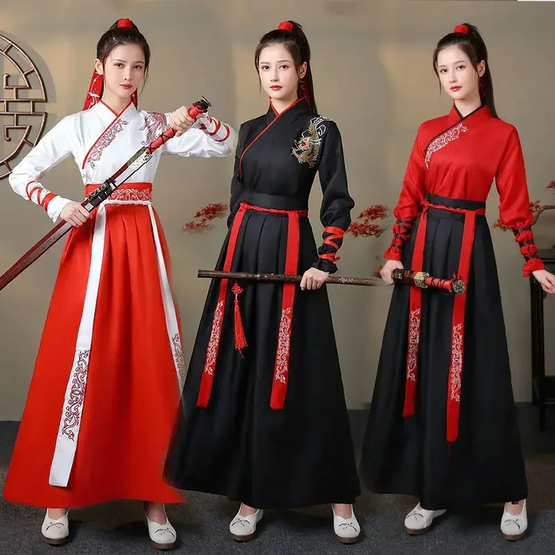 Vintage Fashion Pieces - ฮันฟู่สมัยใหม่ ชุดเซ็ต 2 ชิ้น เสื้อและกระโปรงสำหรับผู้หญิง ชุดคอสเพลย์แฟชั่นวินเทจสำหรับผู้ชาย