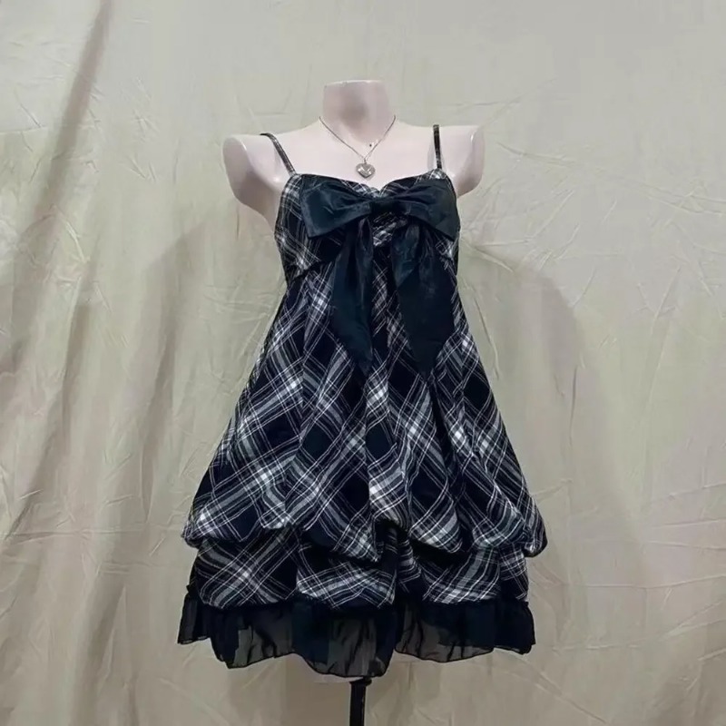 Vintage Fashion Pieces - ชุดเซ็ตสองชิ้นสไตล์โลลิต้าญี่ปุ่นน่ารักสำหรับผู้หญิง ชุดเดรสแขนกุดลายทางสไตล์วินเทจ Y2K ชุดกระโปรงลำลองสไตล์พรีปปี้ แฟชั่นประจำวัน