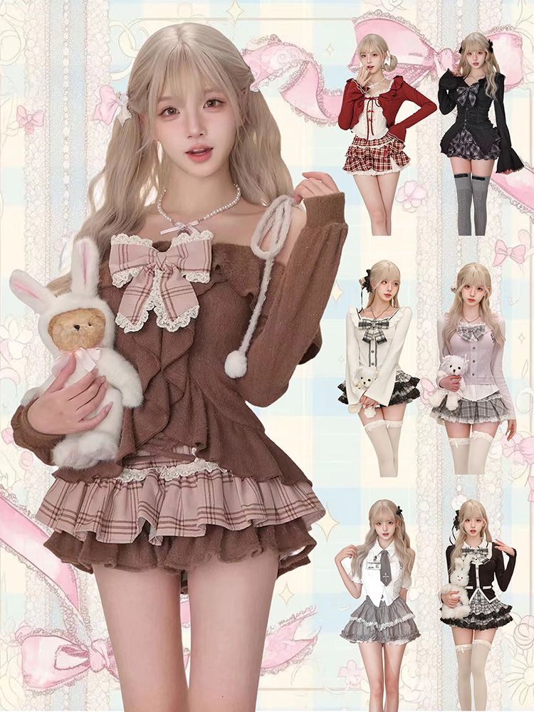 Vintage Fashion Pieces - ชุดเซ็ต 2 ชิ้น สไตล์โกธิค Y2K วินเทจ