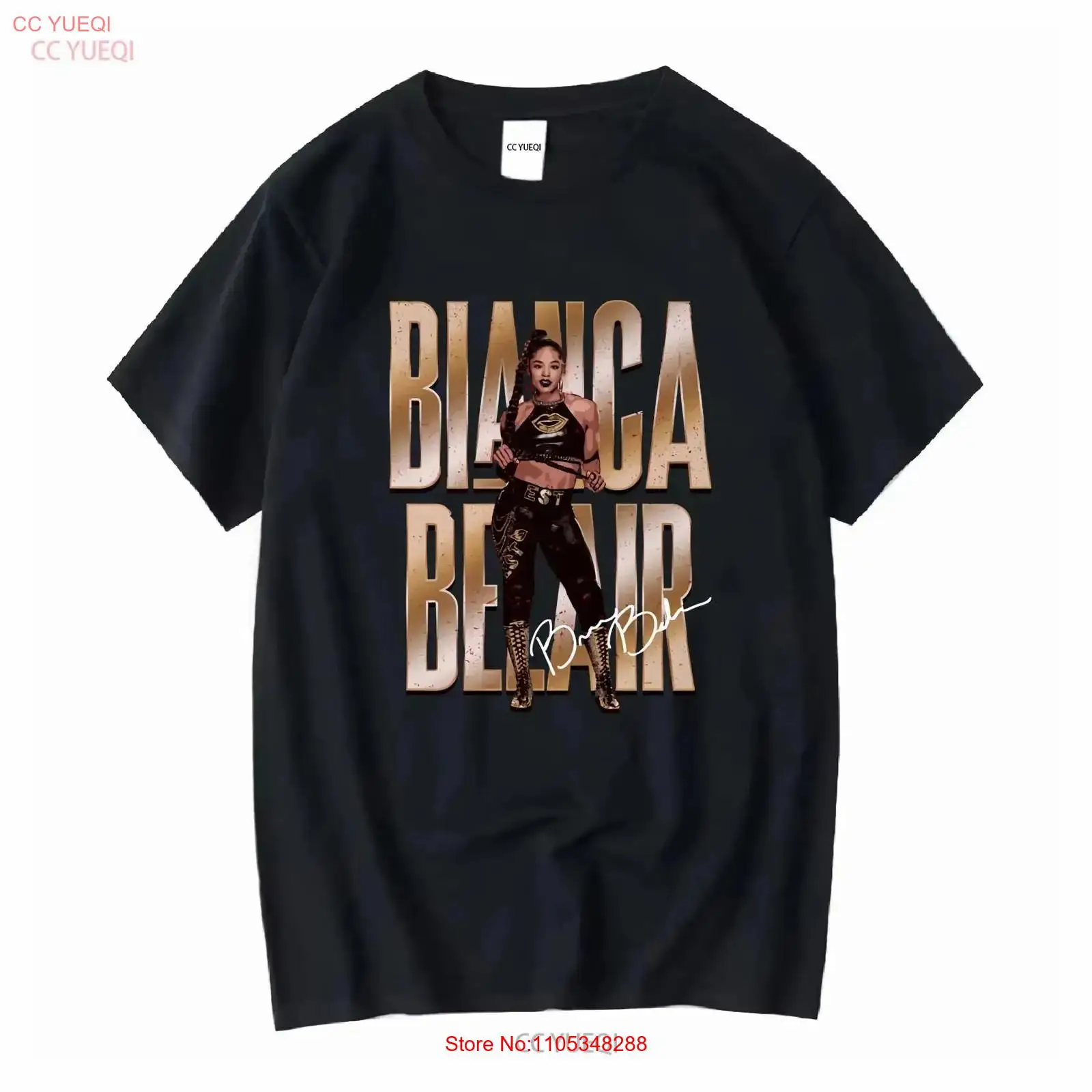 Vintage Fashion Wear - เสื้อยืดลายเซ็น Bianca Belair สไตล์วินเทจ ลุคสบายๆ สำหรับใส่ทุกวัน