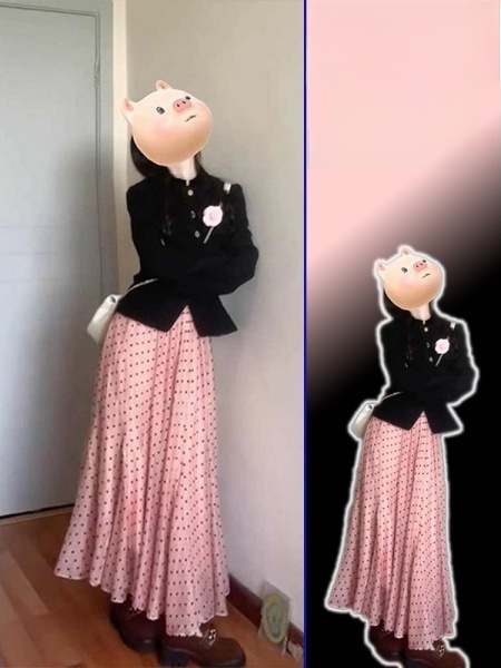 Vintage Fashion Pieces - ชุดเซ็ตสองชิ้นสำหรับผู้หญิง ประกอบด้วยกระโปรงยาวลายจุดทรงเข้ารูปเอวสไตล์วินเทจแบบเฮปเบิร์นและแจ็คเก็ต แฟชั่นฤดูใบไม้ร่วง