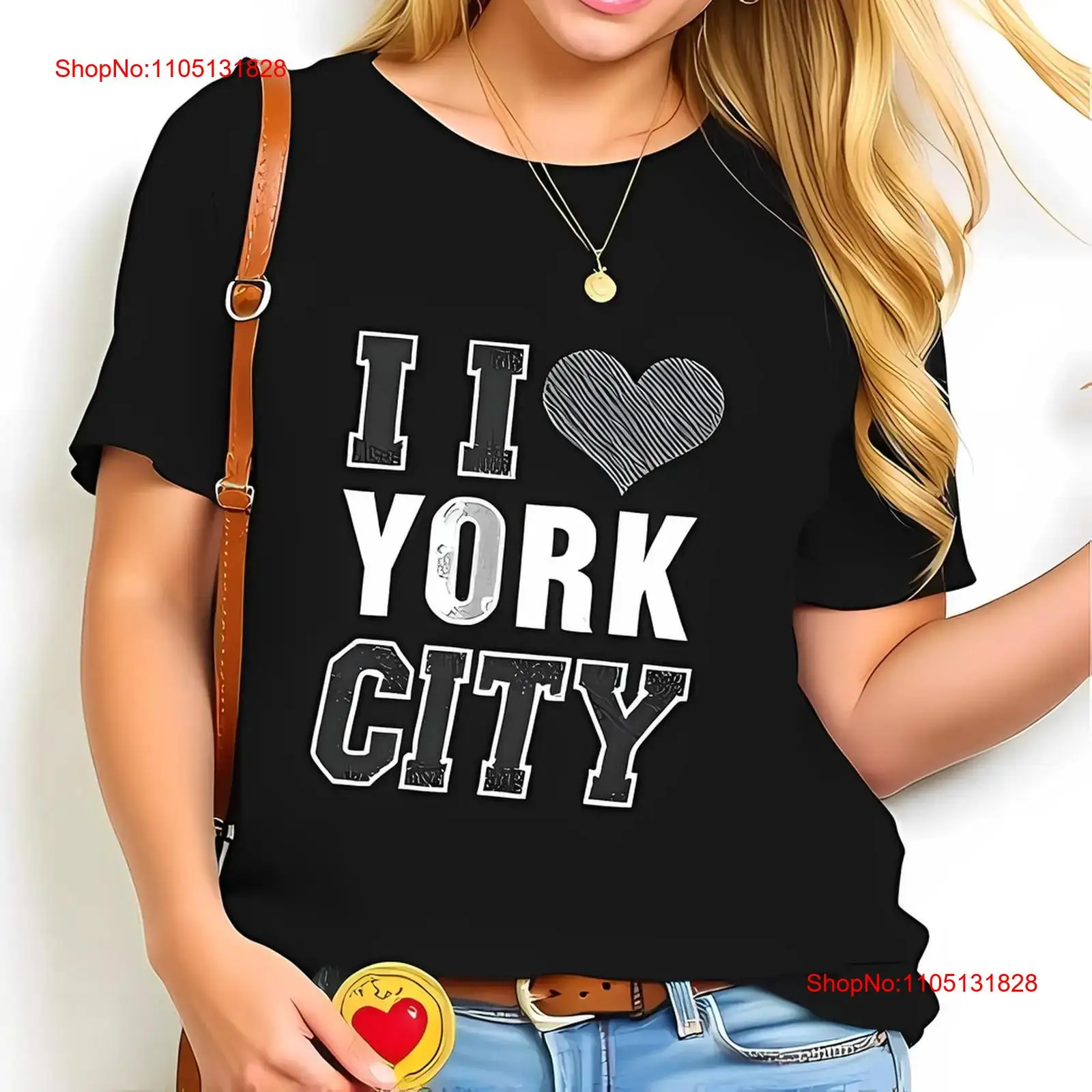 Vintage Fashion Font - เสื้อยืดสีดำมีสไตล์ ลาย I Love YORK CITY