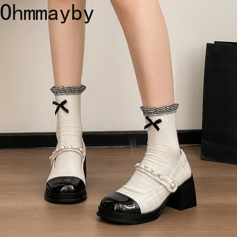 รองเท้าส้นหนาแบบแมรี่เจนสำหรับ - Vintage Style Women Fashion บทวิจารณ์และราคา