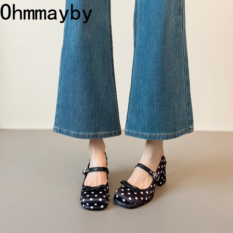 รองเท้าส้นหนาลายจุดสไตล์วินเทจ - Vintage Fashion Wear บทวิจารณ์และราคา