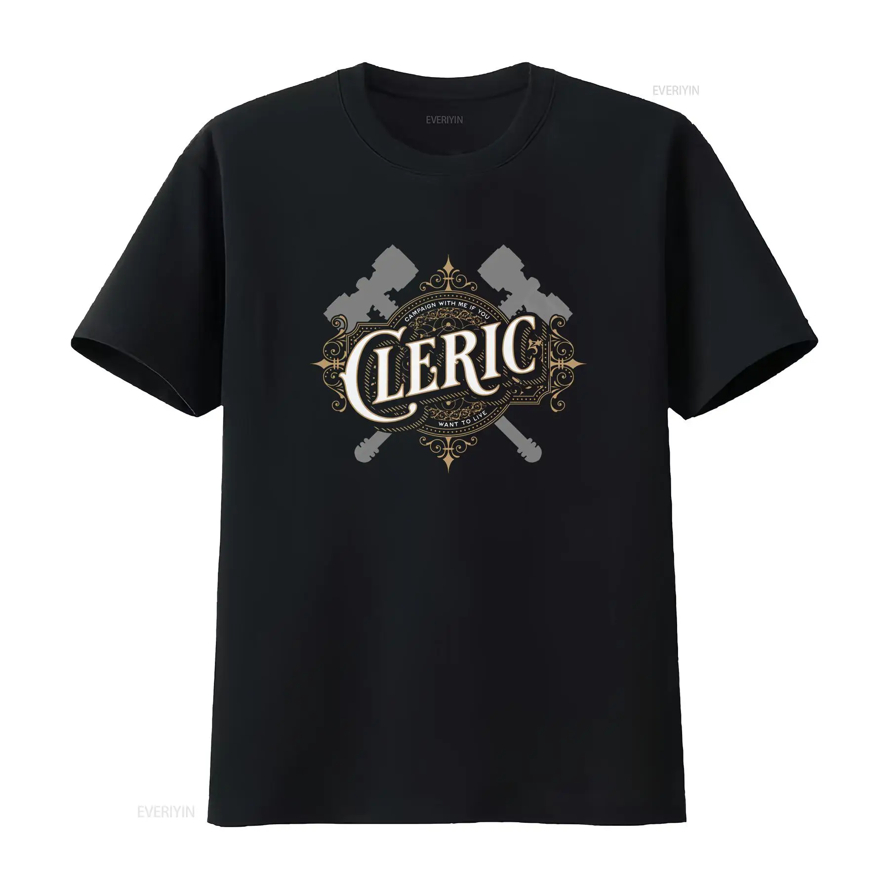 เสื้อยืด DnD Cleric ลายตัวอักษ - Vintage Fashion Font บทวิจารณ์และราคา