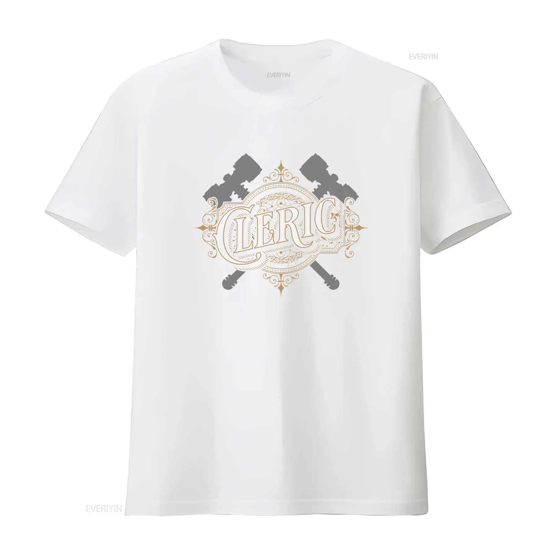 เสื้อยืด DnD Cleric ลายตัวอักษ - Vintage Fashion Font บทวิจารณ์และราคา