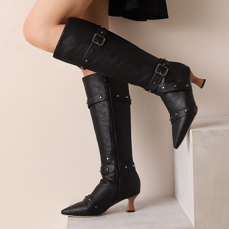 รองเท้าบูทสตรีความยาวระดับเข่า - Vintage Style Women Fashion บทวิจารณ์และราคา
