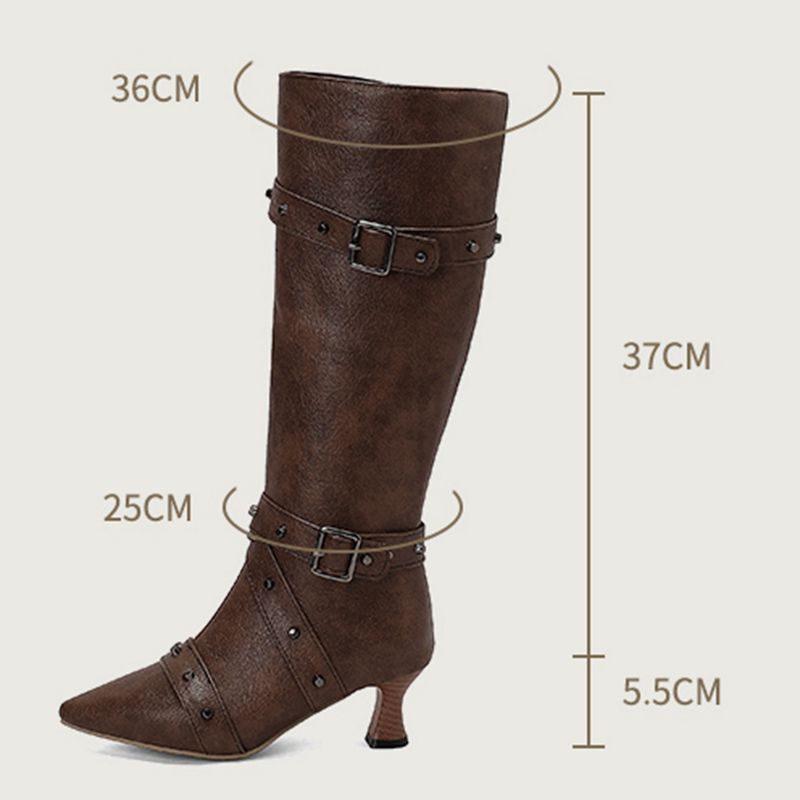 รองเท้าบูทสตรีความยาวระดับเข่า - Vintage Style Women Fashion บทวิจารณ์และราคา
