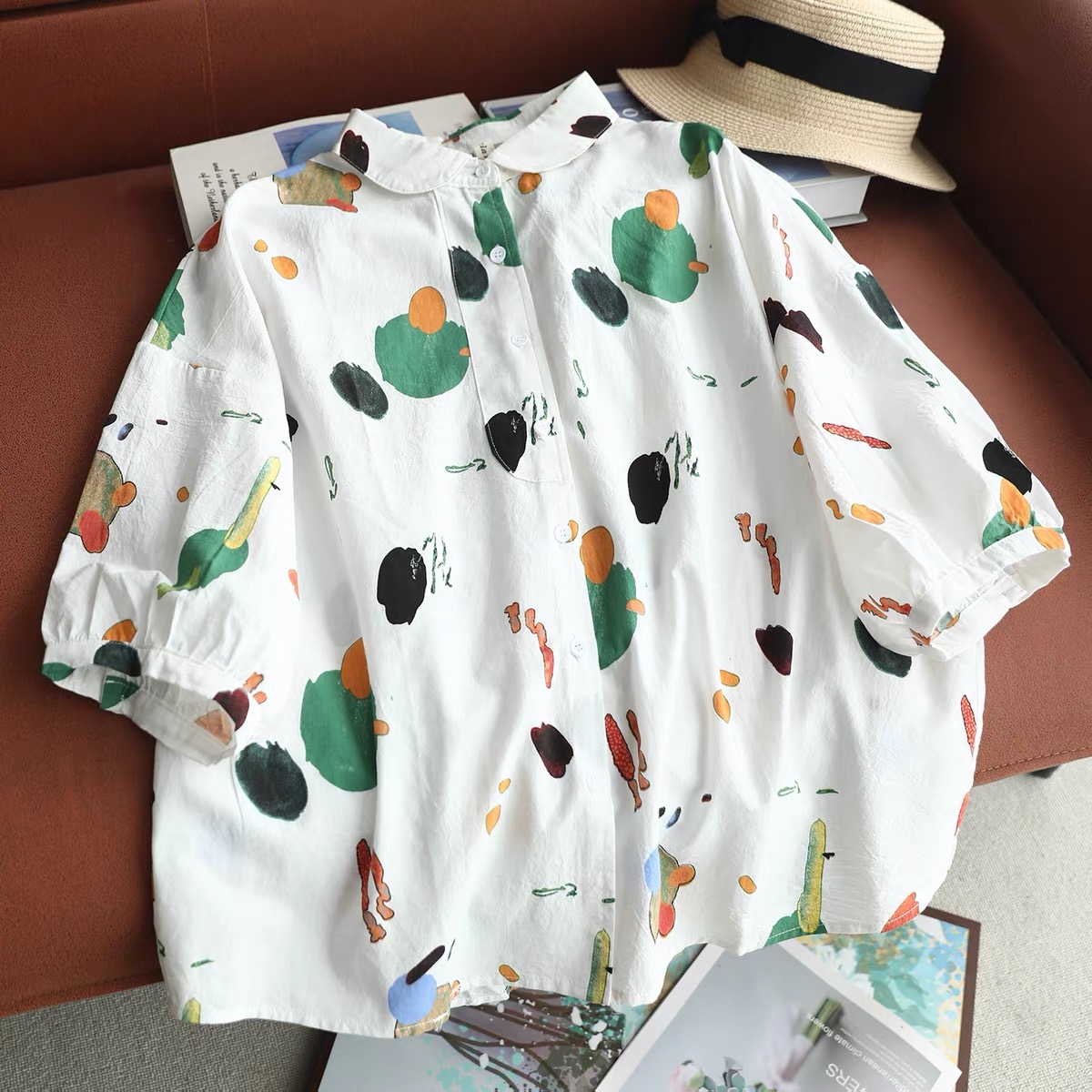 เสื้อเชิ้ตโอเวอร์ไซส์ลายพิมพ์ส - Vintage Fashion In Japan บทวิจารณ์และราคา