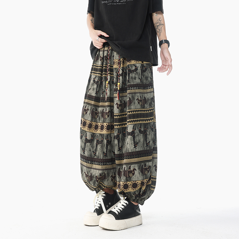 สไตล์วันหยุดพิมพ์กางเกง Drawst - Retro Track Pant บทวิจารณ์และราคา