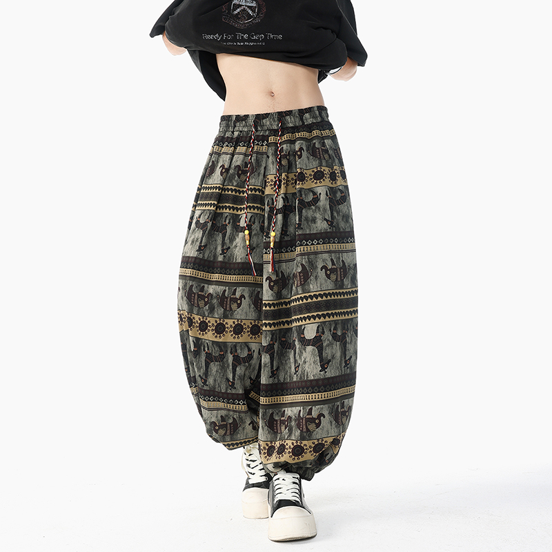 สไตล์วันหยุดพิมพ์กางเกง Drawst - Retro Track Pant บทวิจารณ์และราคา