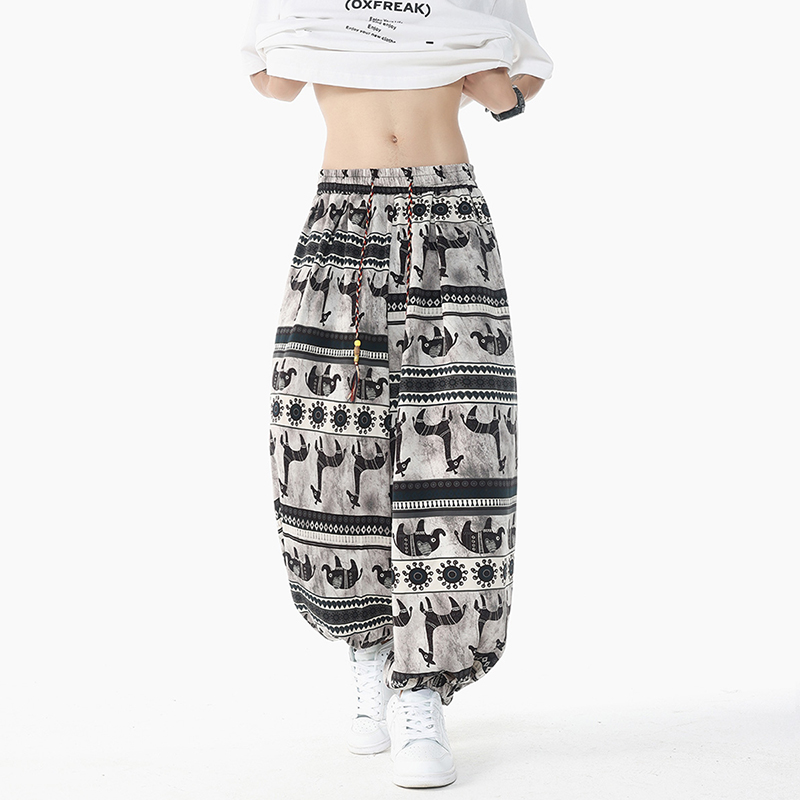 สไตล์วันหยุดพิมพ์กางเกง Drawst - Retro Track Pant บทวิจารณ์และราคา