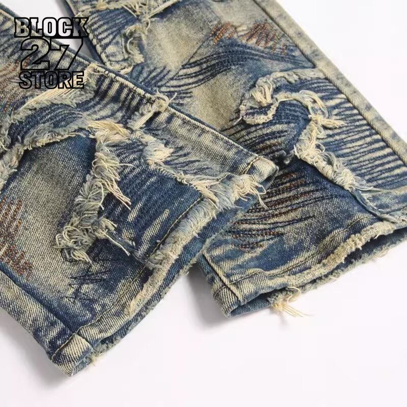 กางเกงยีนส์ฮิปฮอปวินเทจขาดๆ แบ - Retro Track Pant บทวิจารณ์และราคา