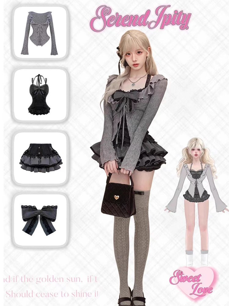 ชุดเซ็ต 2 ชิ้น สไตล์โกธิค Y2K  - Vintage Fashion Pieces บทวิจารณ์และราคา