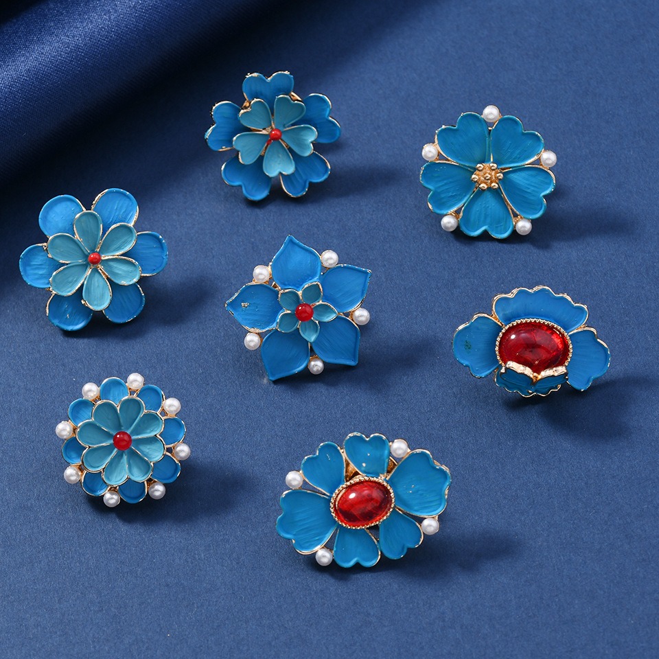 เข็มกลัดดอกไม้สีน้ำเงินเคลือบแ - Vintage Fashion Wear บทวิจารณ์และราคา