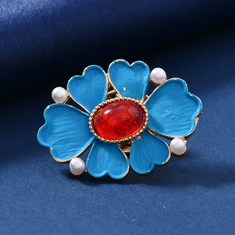 เข็มกลัดดอกไม้สีน้ำเงินเคลือบแ - Vintage Fashion Wear บทวิจารณ์และราคา