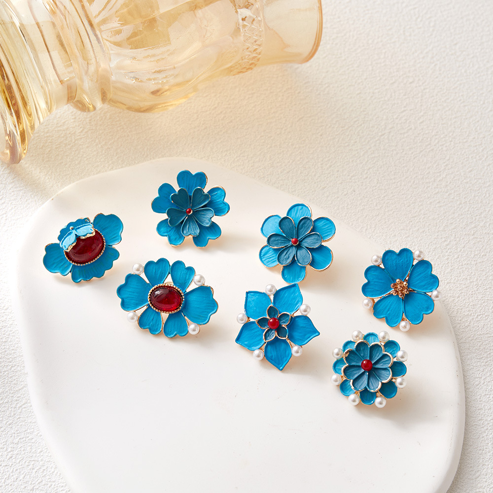 เข็มกลัดดอกไม้สีน้ำเงินเคลือบแ - Vintage Fashion Wear บทวิจารณ์และราคา
