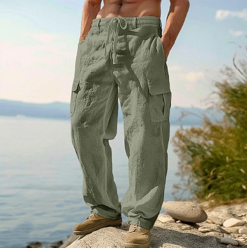 กางเกงขายาวผ้าฝ้ายลินินสไตล์ชา - Retro Track Pant บทวิจารณ์และราคา
