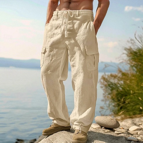 กางเกงขายาวผ้าฝ้ายลินินสไตล์ชา - Retro Track Pant บทวิจารณ์และราคา