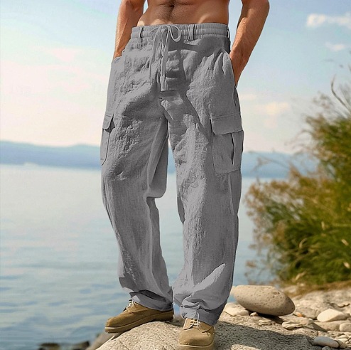 กางเกงขายาวผ้าฝ้ายลินินสไตล์ชา - Retro Track Pant บทวิจารณ์และราคา